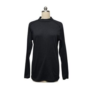 Wedze Decathlon Mens Base Layer Top 100 Black Mock Neck Long Sleeve Ski Shirt L